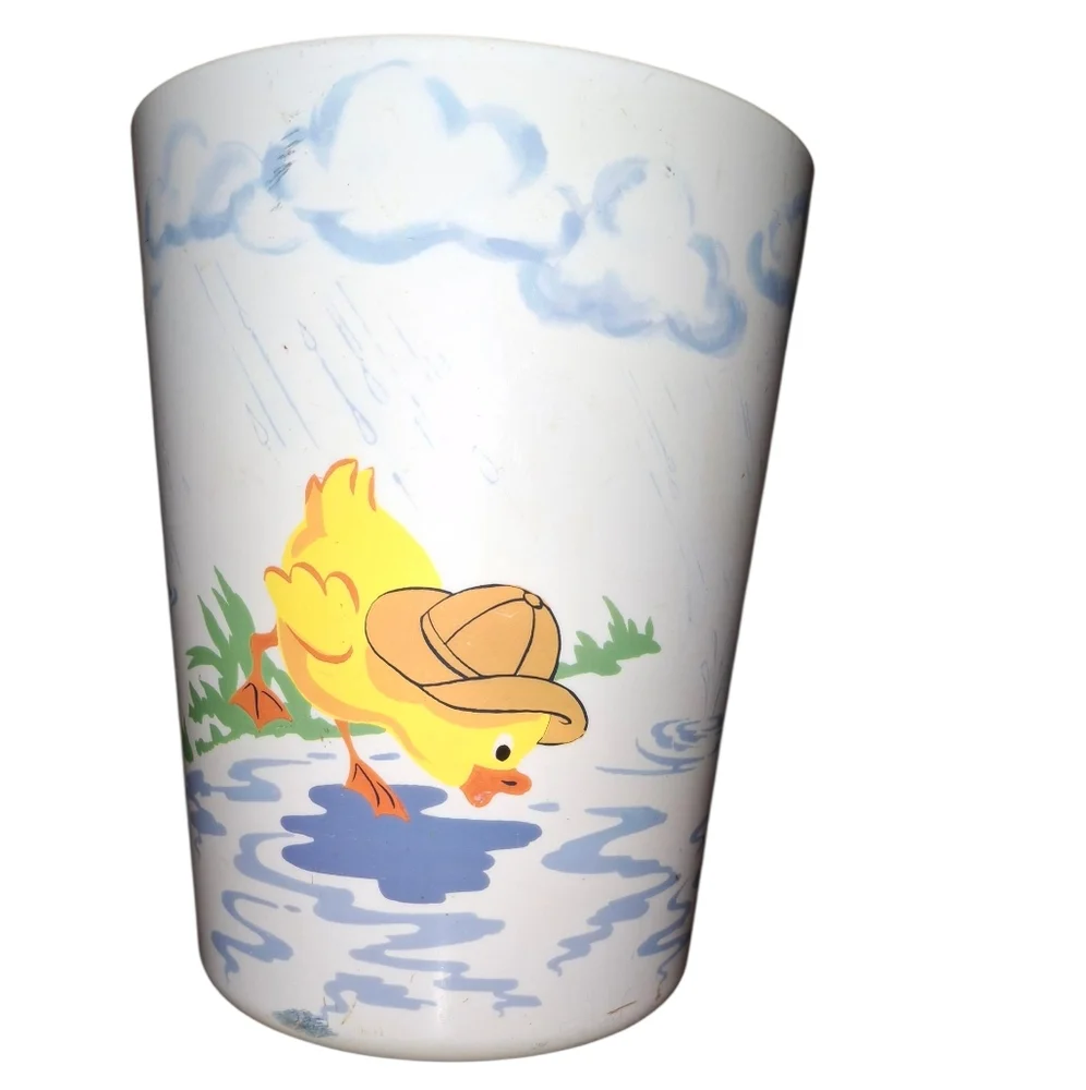 Vintage Trash Can Duck Baby Boy Girl Garbage Pale Storage Container Mafe InDime